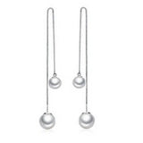 Natural Pearl Women 925 Sterling Silver Tassel Drop Earrings YS130