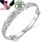 OMHXZJ geometric Babysbreath Sterling Silver adjustable Bangles