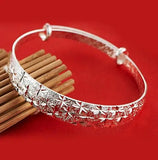 OMHXZJ geometric Babysbreath Sterling Silver adjustable Bangles
