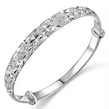 OMHXZJ geometric Babysbreath Sterling Silver adjustable Bangles