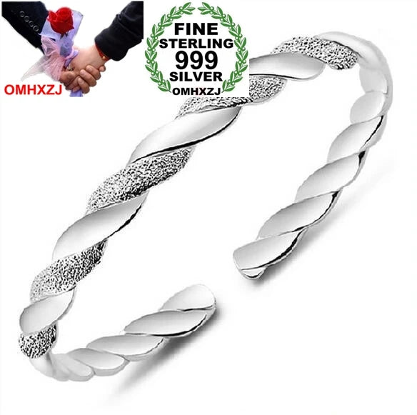 Geometric Love Intertwine 999 Silver Bangles SZ07