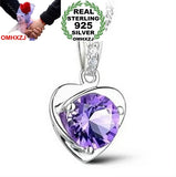 Natural Amethyst Heart Necklace 925 Sterling Silver Pendant