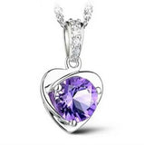 Natural Amethyst Heart Necklace 925 Sterling Silver Pendant