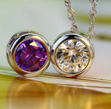925 Sterling Silver Amethyst Pendant Charm PE49