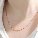18" 1.0mm Platinum 925 Sterling Silver Rose Round Box Short Chains Necklaces