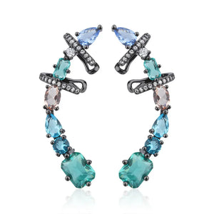 OMYFUN Multicolor Crystal Ear Cuff Earrings Wedding Jewelry Bijoux Hot