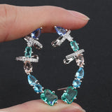 OMYFUN Multicolor Crystal Ear Cuff Earrings Wedding Jewelry Bijoux Hot