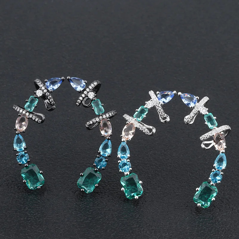 OMYFUN Multicolor Crystal Ear Cuff Earrings Wedding Jewelry Bijoux Hot