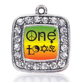 ONE LOVE COEXIST SQUARE CHARM Antique Silver Plated Jewelry