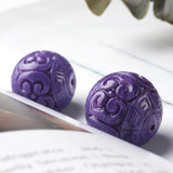 Charoite Round Carved Loose Beads 12/14/16/18MM DIY Jewelry Making