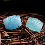 Aquamarine Carved Loose Beads 10*11-13MM Full Hole DIY Jewelry Making