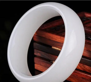 Sweet Cyan Calcite Jade Women Charm Bangle Bracelet 58-62MM