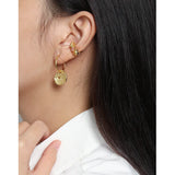 925 Silver Pink Rose Crystal Bow Ear Cuff Clip Earrings