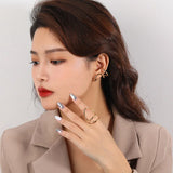 18K 925 Silver Ear-bone Wave Line Clip Cuff Earrings