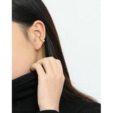 925 Sterling Silver Irregular Geometric Ear-Bone CLIP Cuff Earrings