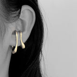 925 Silver Double Layer Geometric CLIP Cuff Earrings