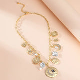 Vintage Gold-Plated Necklace Moon Pendant Pearl Jewelry for Women