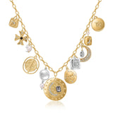 Vintage Gold-Plated Necklace Moon Pendant Pearl Jewelry for Women