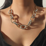 Hip-hop Thick Chain Necklace for Women Alloy Hollow Round Clavicle Chain