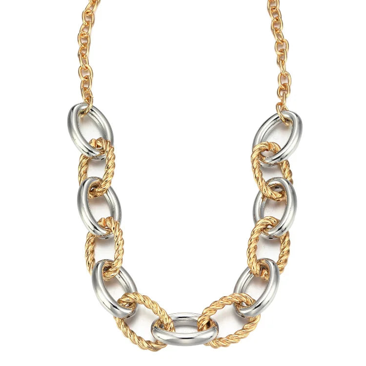 Hip-hop Thick Chain Necklace for Women Alloy Hollow Round Clavicle Chain