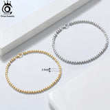 925 Sterling Silver Organic Cube Bead Chain Bracelet 2.5mm