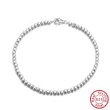 925 Sterling Silver Organic Cube Bead Chain Bracelet 2.5mm