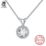 925 Silver Round Pendant Necklace Women Girls Party Gift