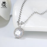 925 Silver Round Pendant Necklace Women Girls Party Gift