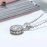 925 Silver Round Pendant Necklace Women Girls Party Gift