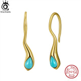 5mm Natural Turquoise Gemstone Women's Dangle Earrings