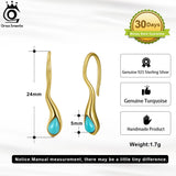 5mm Natural Turquoise Gemstone Women's Dangle Earrings