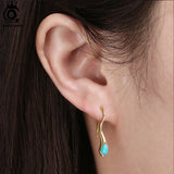 5mm Natural Turquoise Gemstone Women's Dangle Earrings