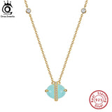 Aquamarine Pendant 925 Sterling Silver Necklace Gemstone Jewelry for Women GMN04