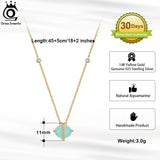 Aquamarine Pendant 925 Sterling Silver Necklace Gemstone Jewelry for Women GMN04