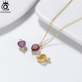 Natural Gemstone Heart Pendant 925 Sterling Silver Necklace