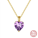Natural Gemstone Heart Pendant 925 Sterling Silver Necklace