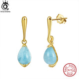 Natural Aquamarine Gemstone Dangle Earrings 925 Silver Party Jewelry