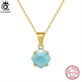 Aquamarine Pendant Necklace 925 Sterling Silver Gemstone Banquet Jewelry GMN33