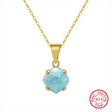 Aquamarine Pendant Necklace 925 Sterling Silver Gemstone Banquet Jewelry GMN33