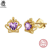 Natural Gemstone Crown Earrings 925 Sterling Silver Ear Stud Fine Jewelry GME34