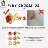 Natural Gemstone Crown Earrings 925 Sterling Silver Ear Stud Fine Jewelry GME34