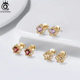 Natural Gemstone Crown Earrings 925 Sterling Silver Ear Stud Fine Jewelry GME34