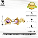 Natural Gemstone Crown Earrings 925 Sterling Silver Ear Stud Fine Jewelry GME34