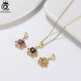 Natural Gemstone Crown Pendant Necklace 925 Silver Amethyst Citrine Garnet
