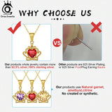 Natural Gemstone Crown Pendant Necklace 925 Silver Amethyst Citrine Garnet
