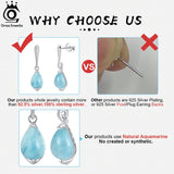 9mm Natural Aquamarine Dangle Earrings 14K Water Drop Shape Earrings