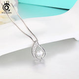 925 Silver Water-Drop CZ Pendant Necklace SN41
