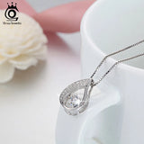 925 Silver Water-Drop Pendant Necklace with CZ - SN41