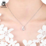 925 Silver Water-Drop Pendant Necklace with CZ - SN41
