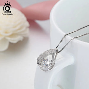 925 Silver Water-Drop CZ Pendant Necklace SN41